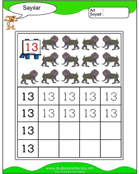 okul öncesi 1 sayısı çizgi çalışması